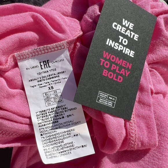 Pinko Top NWT Pink Logo Long Sleeve Turtleneck Modal Size X-Small fits Small - Picture 4 of 7